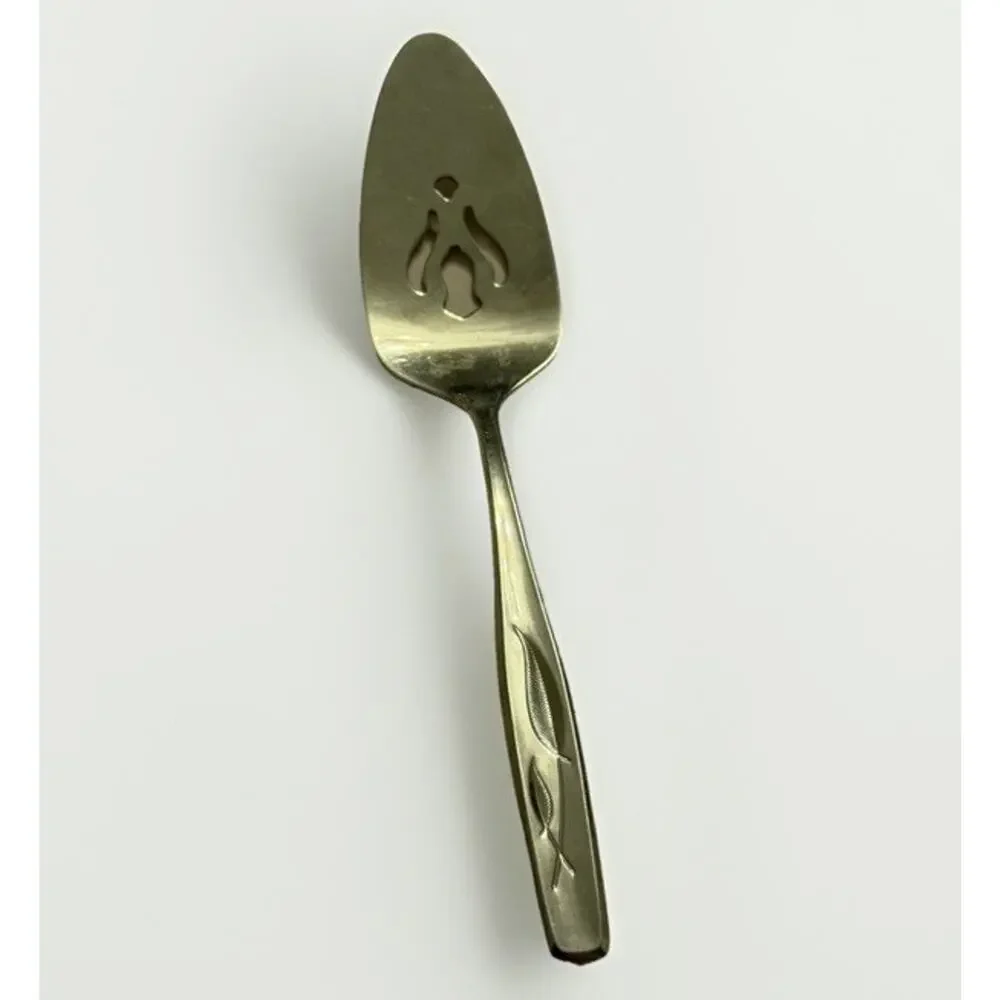 VINTAGE ROGERS Cutlery Co Stainless Steel Cake Pie Server Pierced USA 3380-60